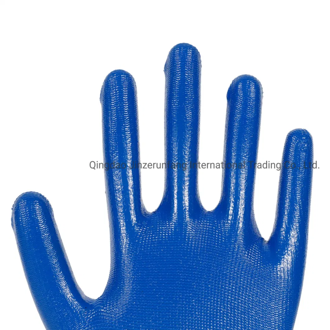 Blue Nitrile Coated Industrial Hand 13G Labor Protective Safety Work Gloves for Construction Garden Working Gloves