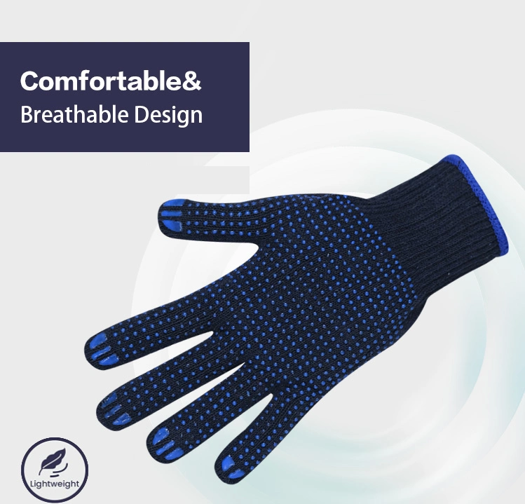 Labor Protection Wear Safety Work Double Sided PVC Dotted/Dots Cotton Knitted Gloves