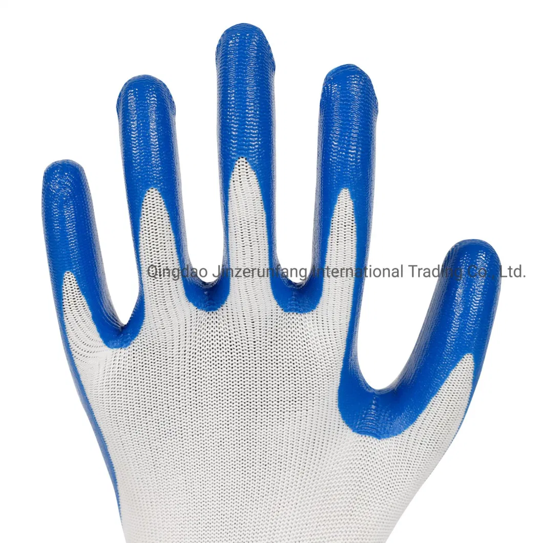 Blue Nitrile Coated Industrial Hand 13G Labor Protective Safety Work Gloves for Construction Garden Working Gloves