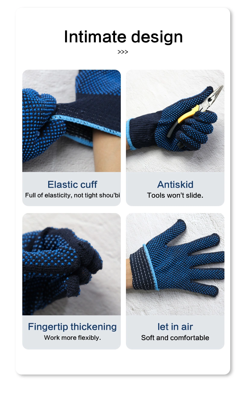 China Wholesale 7/10gauge PVC/Dotted/Dots Industrial Guante Safety Work Cotton Knitted Gloves