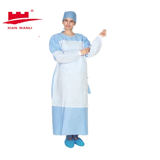 Медицинские принадлежности Одноразовый синий SMS Медицинский халат Изолирующий халат Хирургический халат для медицинского использования в больницах